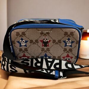 Karl Lagerfeld Paris Maybelle Crossbody Handbag Royal Blue with Logo